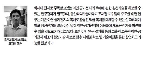 차세대 아연-공기전지용 신촉매 개발