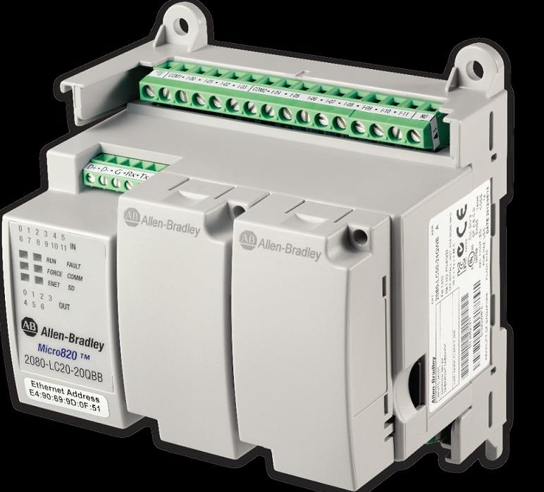 독립형 장비 및 원격 자동화 어플리케이션에 최적화, Allen-Bradley Micro820 PLC